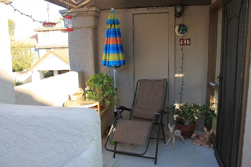 West facing porch at the entrance to the townhouse