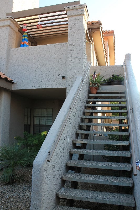 Outside stairs used to enter the townhouse