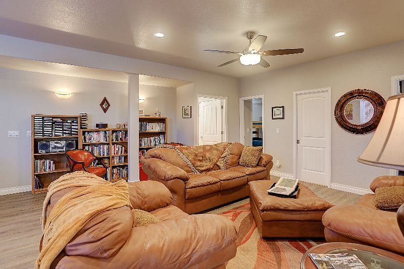 Great Room with Library, Entrances to: Laundry and Workout Room, Second Bedroom and Bathroom