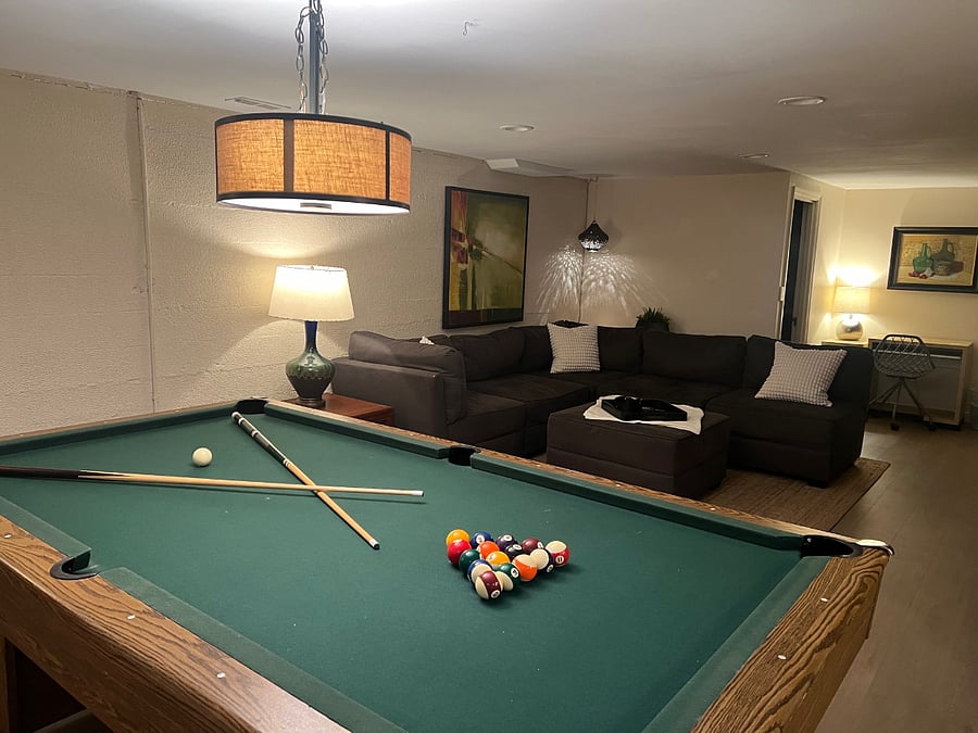 Lights dimmed for lounge vibe