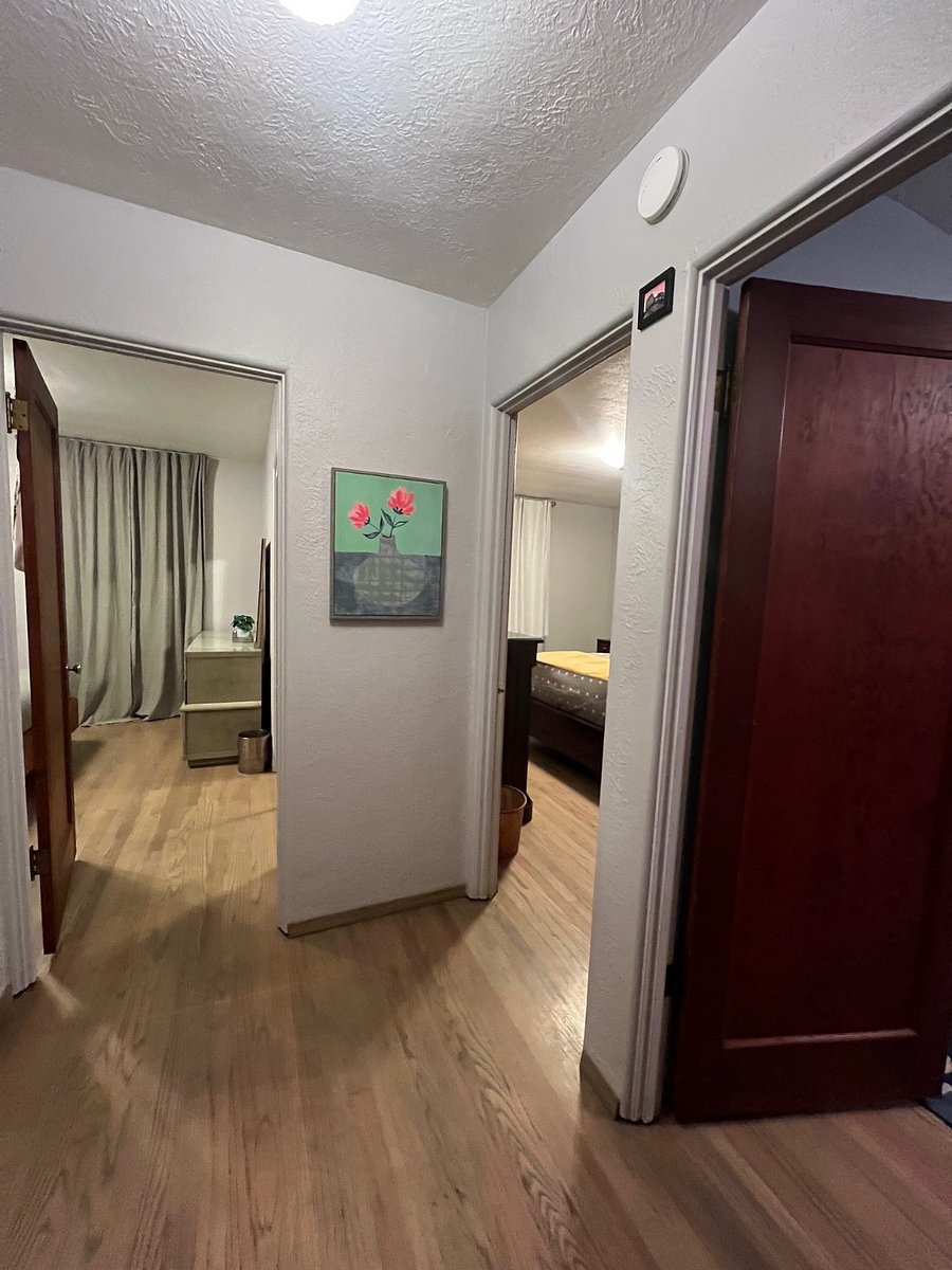 Vestibule off living room, all hard wood doors, great sound barriers.