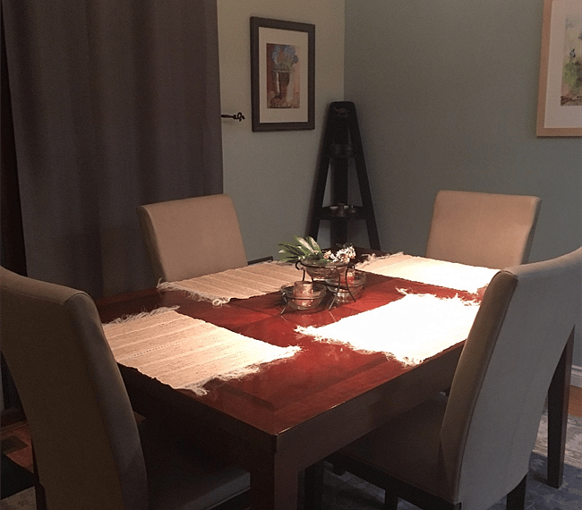 Dining room with sliding door to back deck
