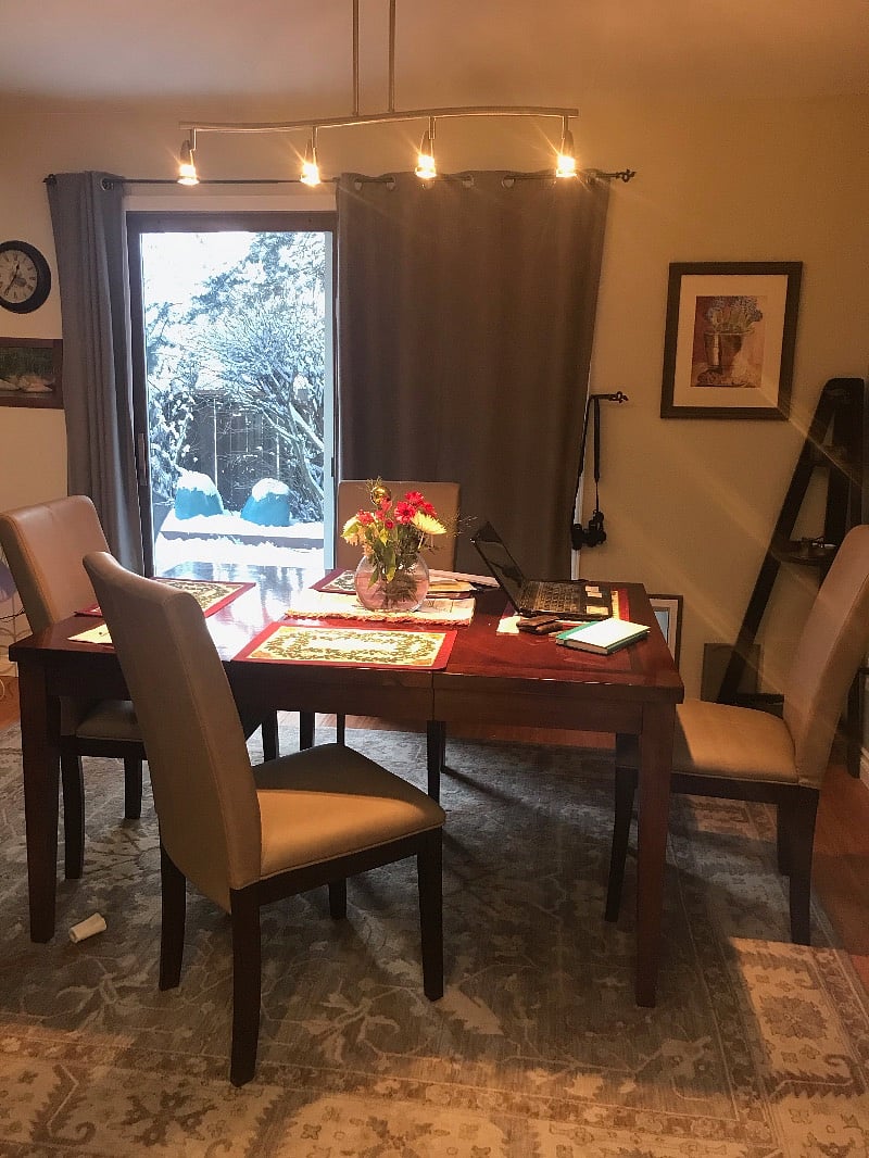 Dining room with patio doors to back deck