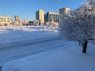 Winter scene of the city.