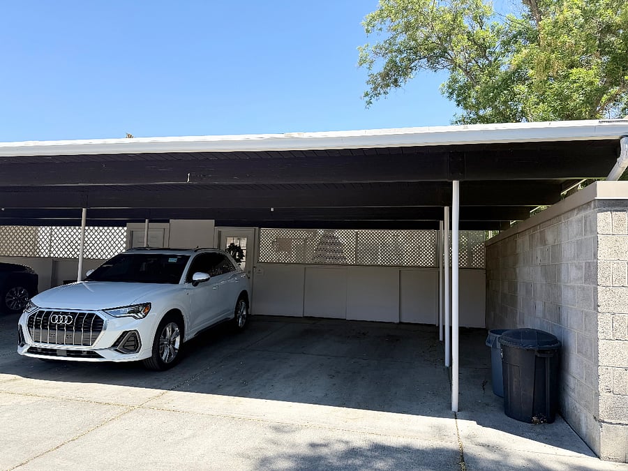 One covered off-street parking stall included