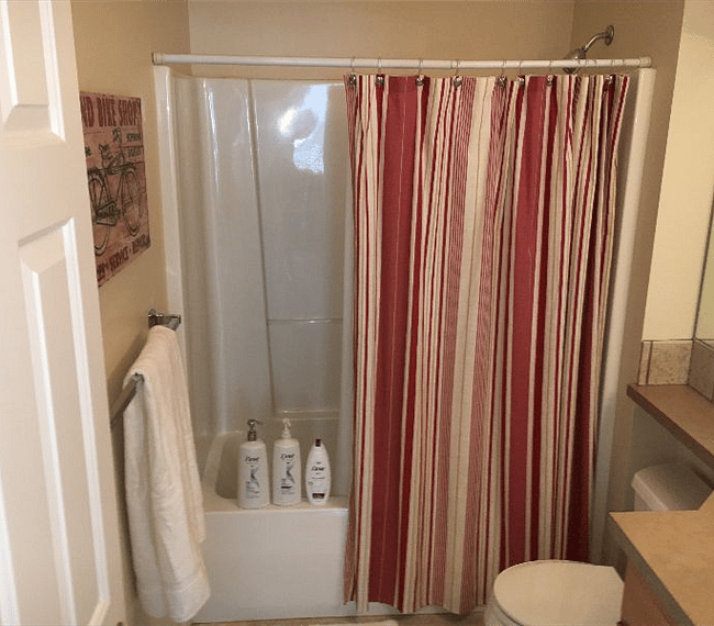 Second bath is a shower/tub combo and is directly across hall from guest bedroom.