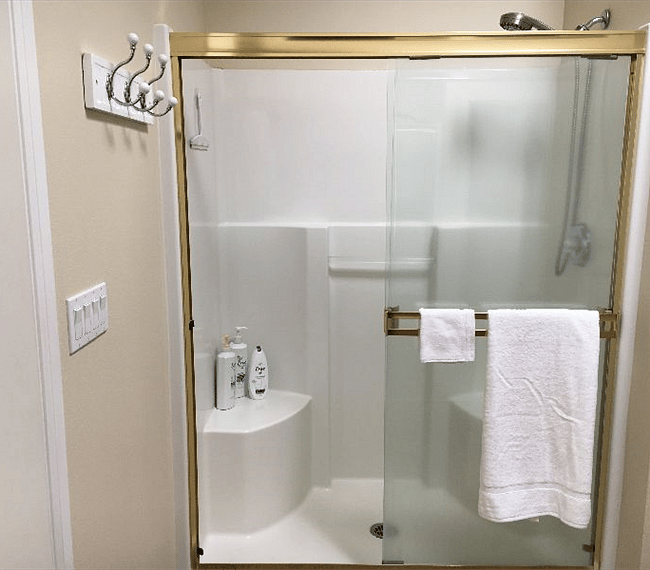Large walk-in shower.