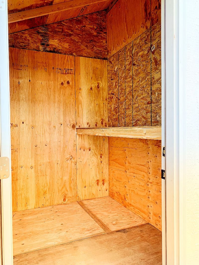 Inside the storage shed
