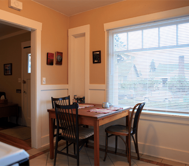 Seating area in kitchen.