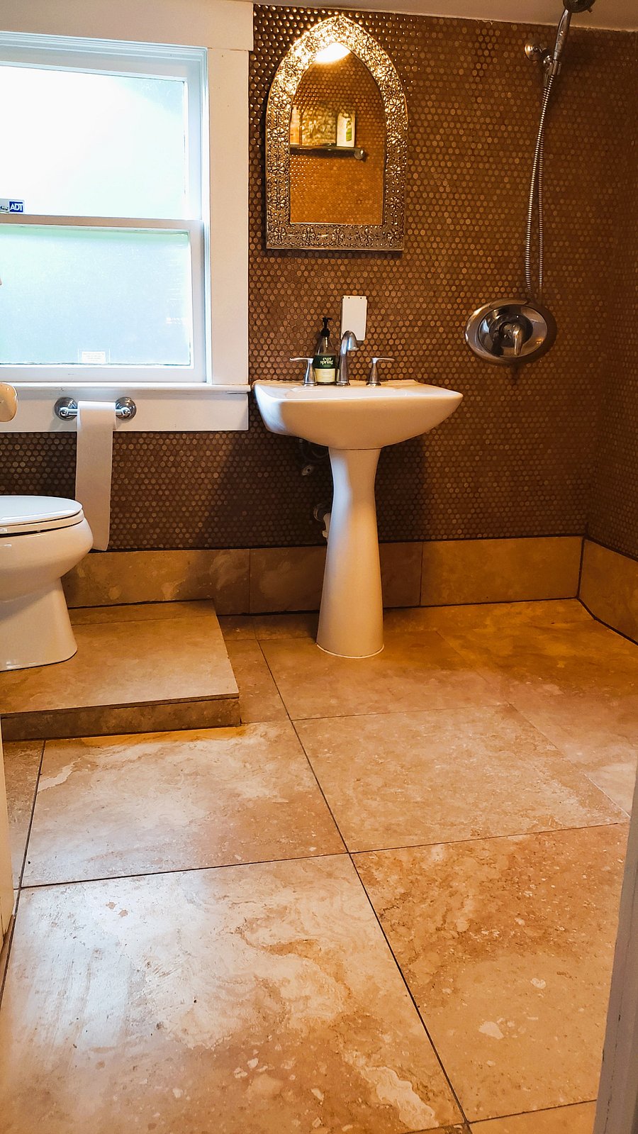 Shower room bathroom is perfect for after beach cleanup.