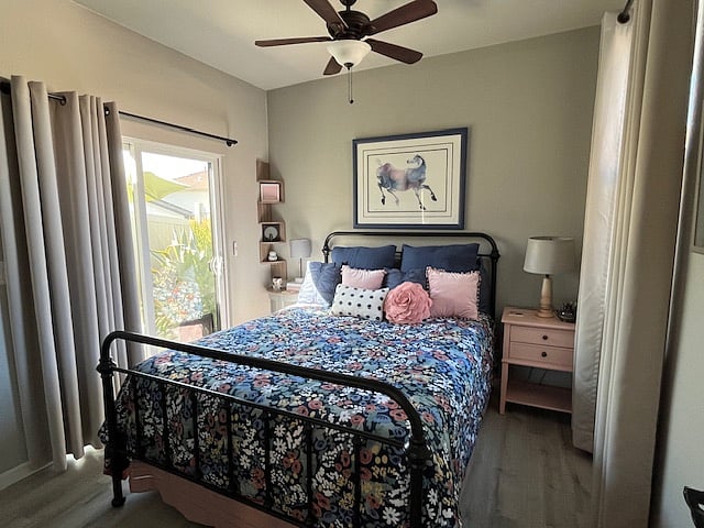Queen bed with blackout curtains