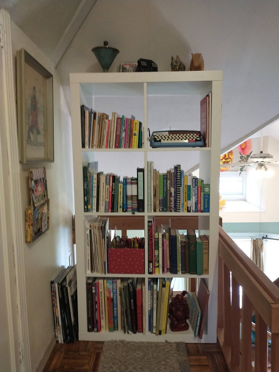 Reading nook with typewriter.