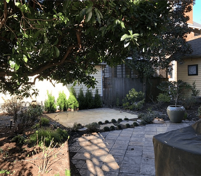 Back yard available for use. Now has a dinner table with chairs and additional seating for hanging out