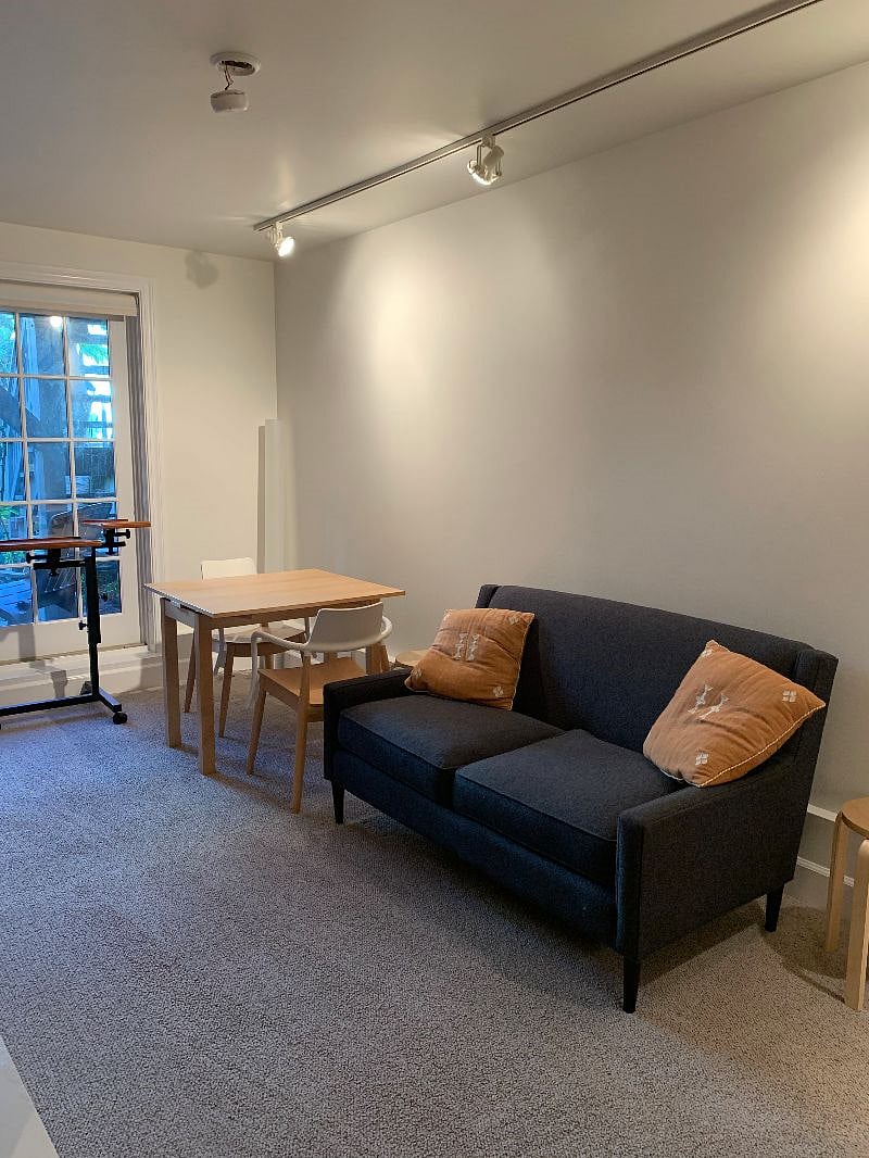 Looking towards shared private garden from the kitchen