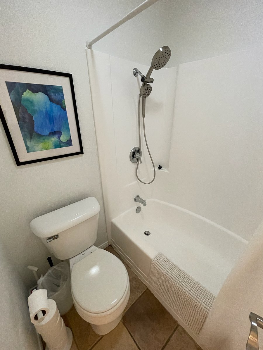 Bathroom with shower hose