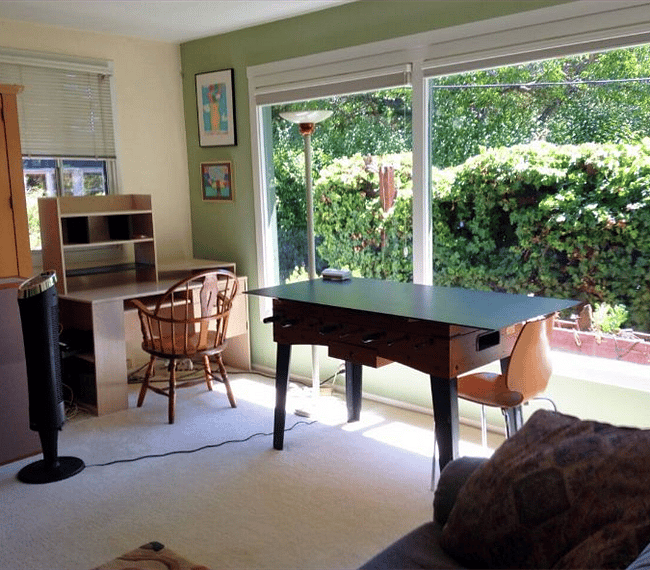 Lots of space to spread out including a desk and chair area.