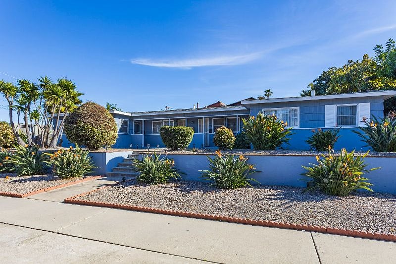Look out for the sky blue house