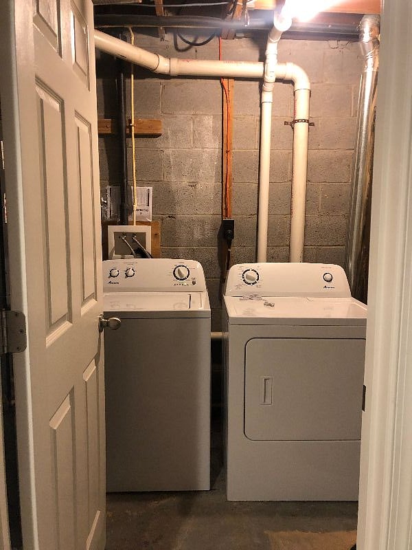 Laundry room in basement