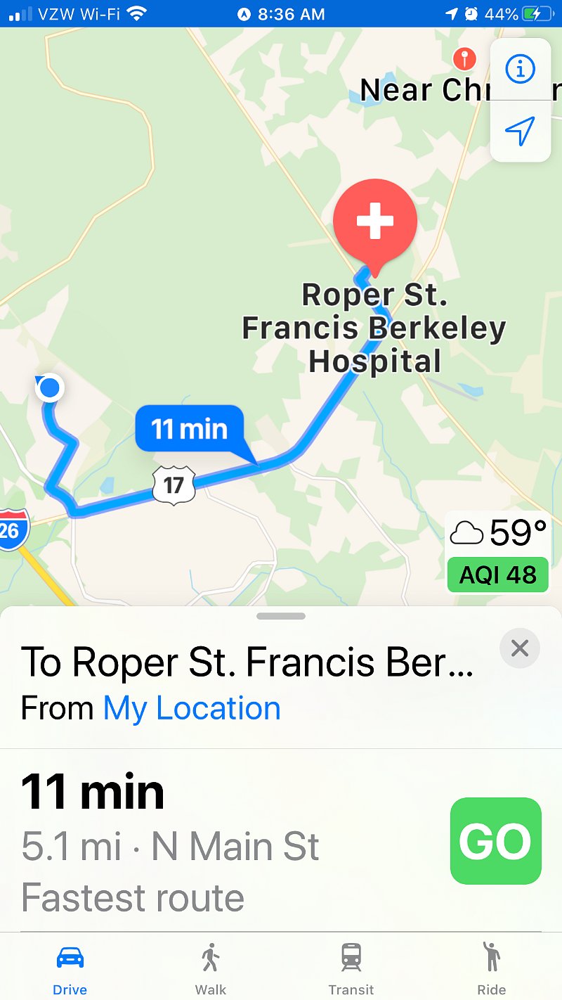 17 mins to Roper St. Francis Berkeley Hospital
