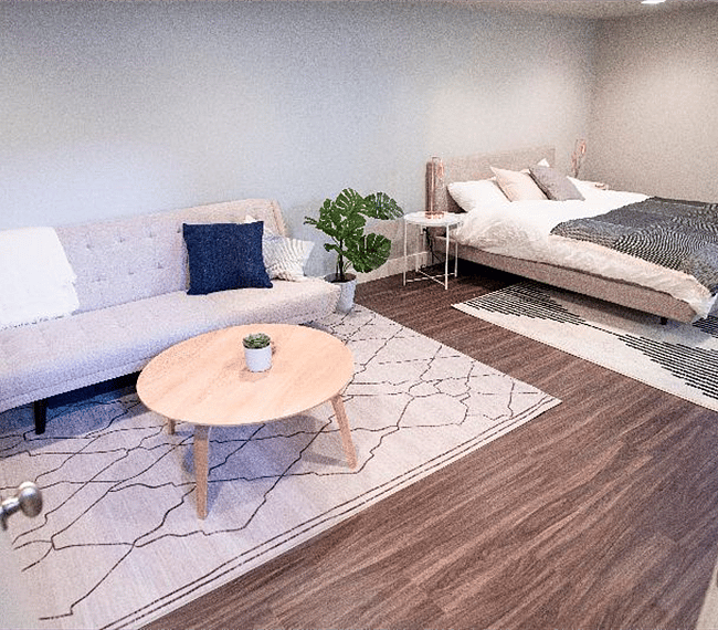 Living room with comfy furnitures & bedroom