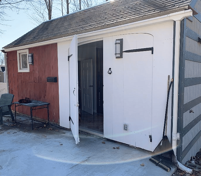 Tiny House (Rex) front door and porch.