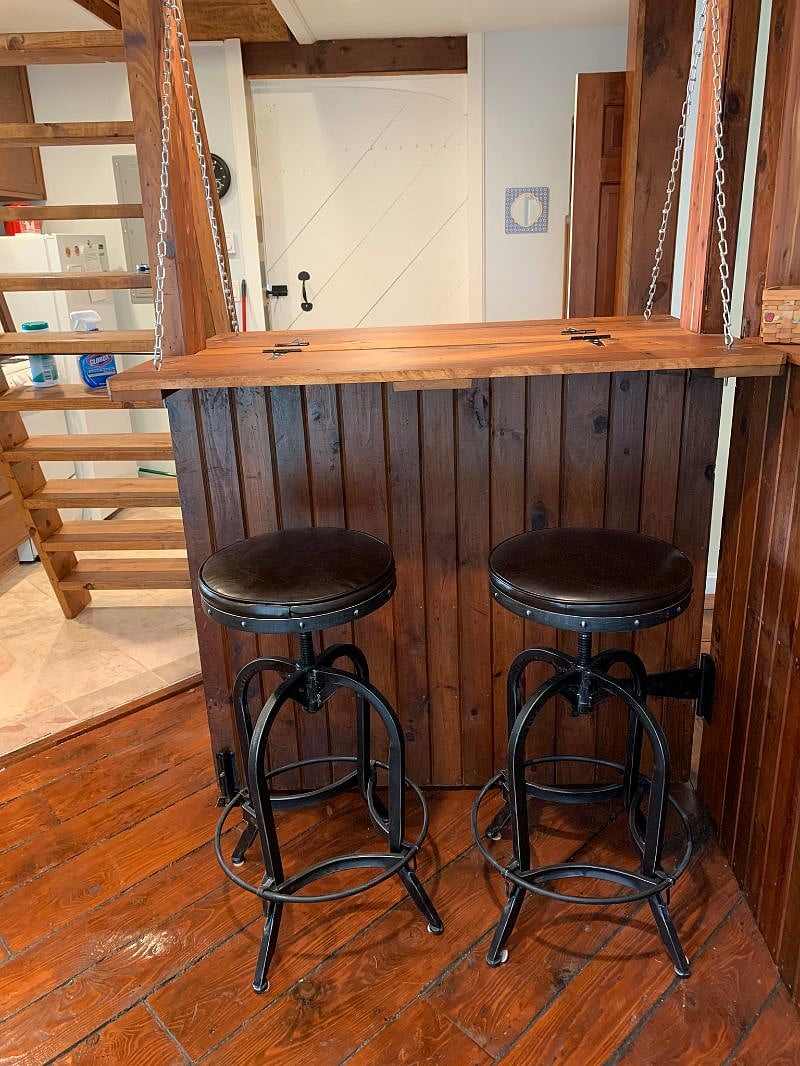 Built in dining table.