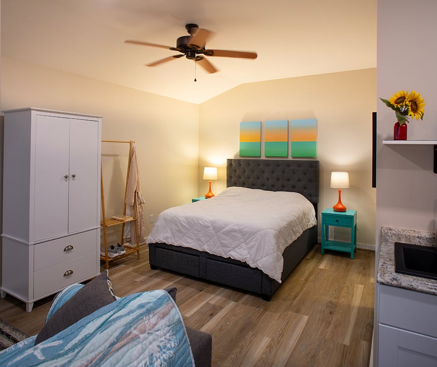 Comfy queen size bed with linens provided.