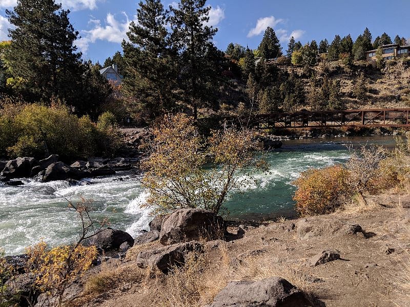Deschutes River is a 5 minute walk