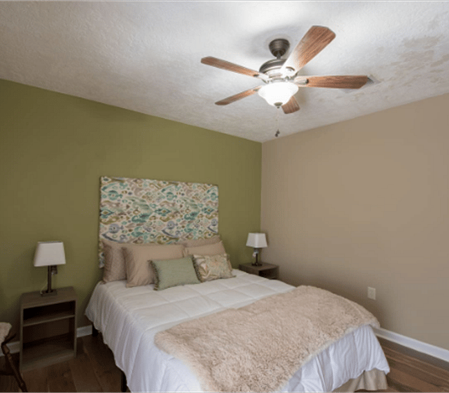3rd bedroom with queen sized bed & charming night stands