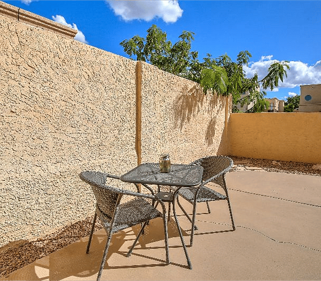 Exclusive patio with sitting area and lovely garden
