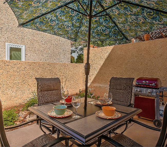 Exclusive patio with sitting area and lovely garden