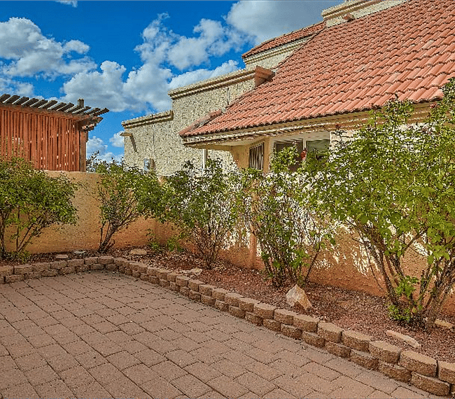 Exclusive patio with sitting area and lovely garden