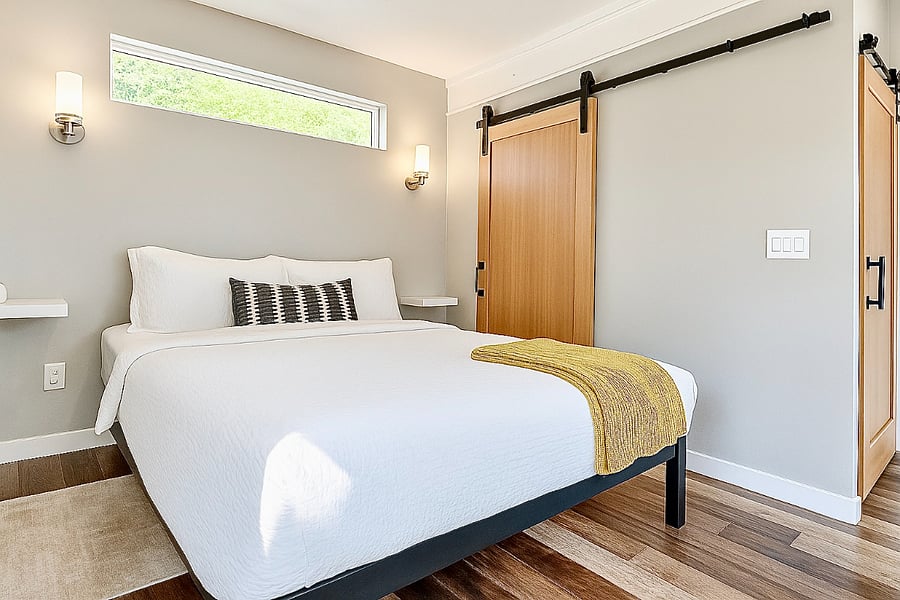 Queen bed with closet
