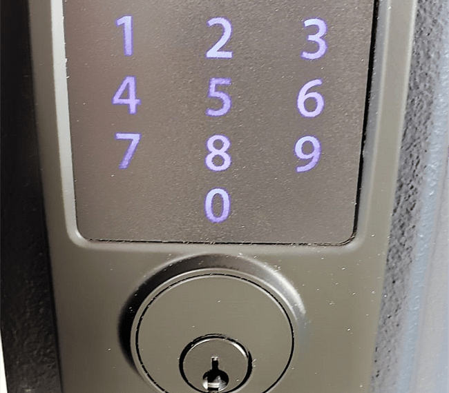 Smart lock for added convenience to come and go without dealing with keys. 
