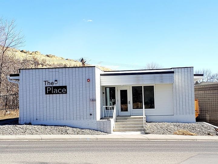 Front of Building facing 27th Street. Keypad secured entry to building.