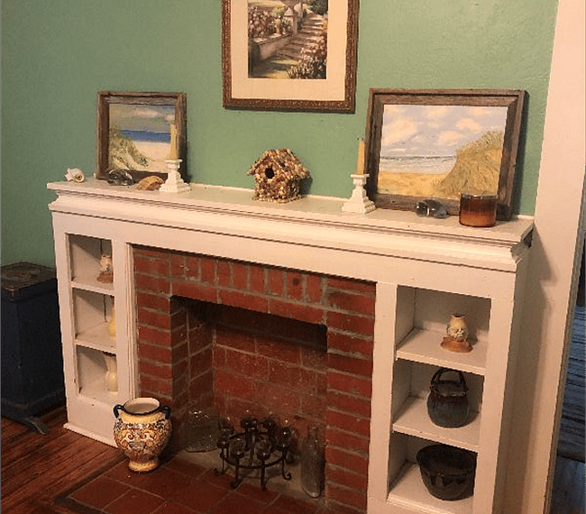 Faux fireplace in living room