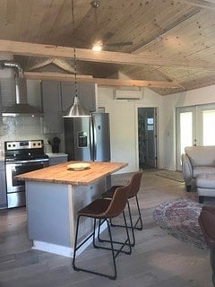 Open concept kitchen with all new stainless appliances.