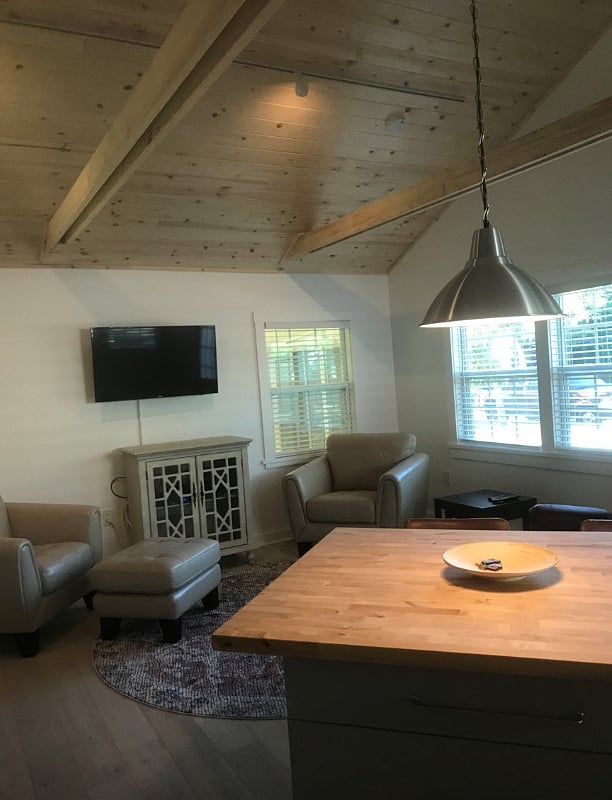 Open living area with comfortable furnishings.