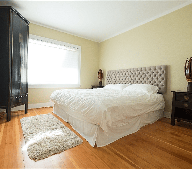 Deluxe memory foam king size bed in bedroom 1.