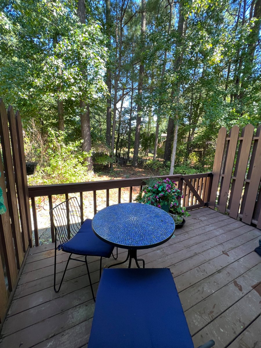 secluded back porch