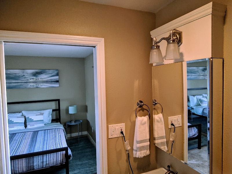 Bathroom view out to 3rd bedroom. 