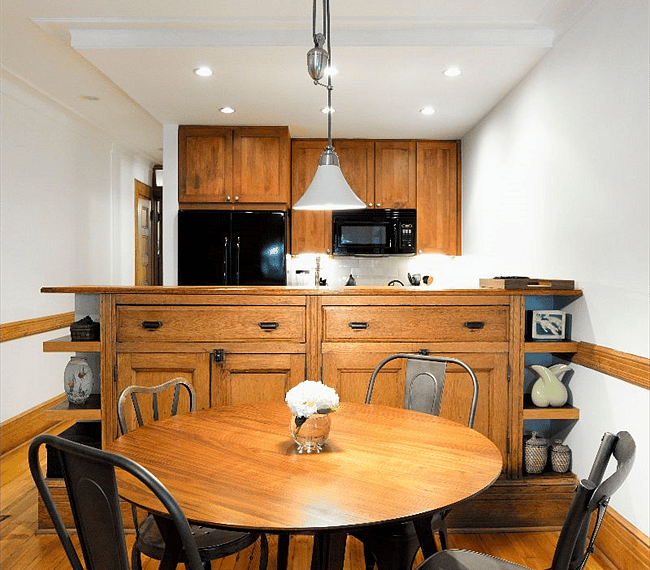 Dining area convenient to kitchen.