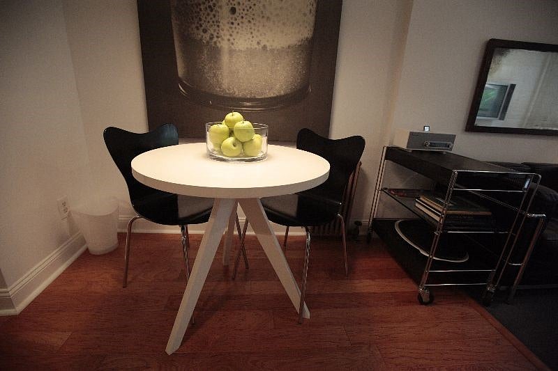 Table next to kitchen.