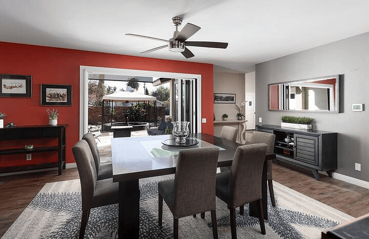 Indoor outdoor living with large glass door that opens entirely to join the dining room and outside courtyard (includes sliding screen)