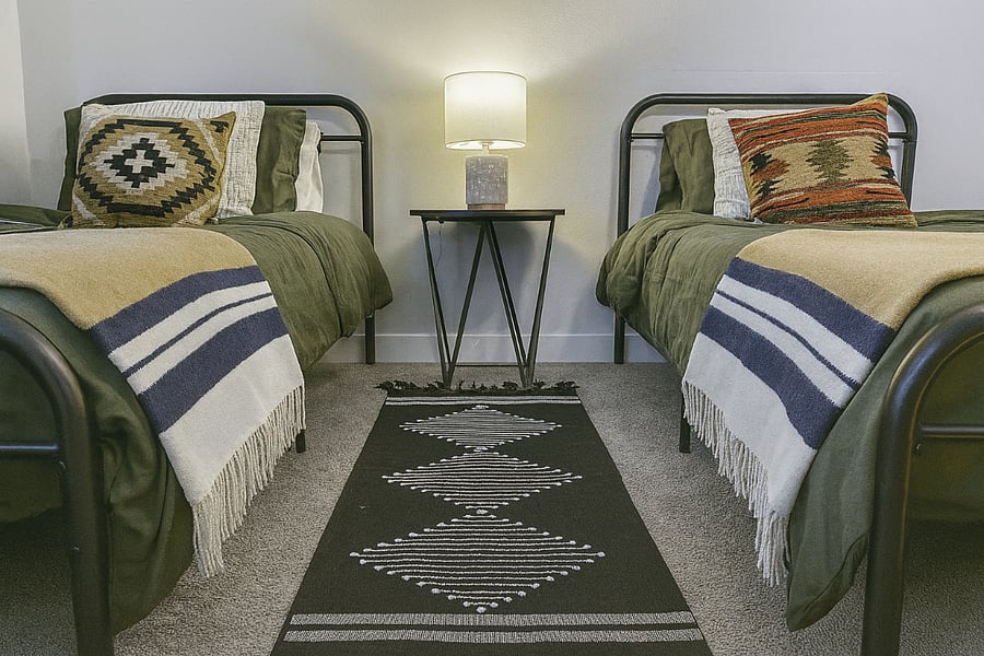 Cozy twin beds designed for rest and relaxation