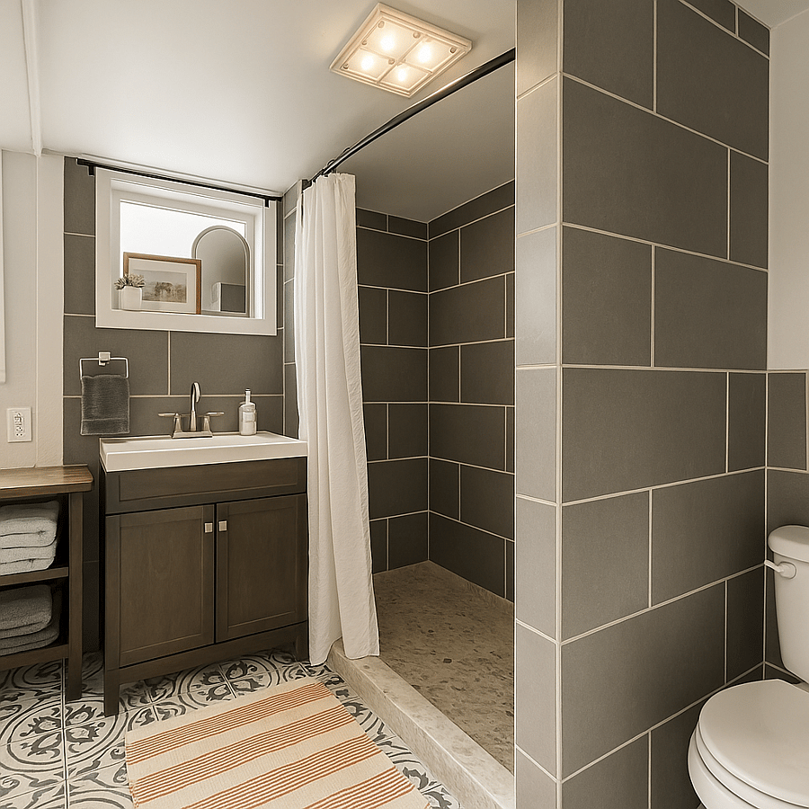 Clean, spacious, and thoughtfully designedthis bathroom has everything you need to refresh and recharge.