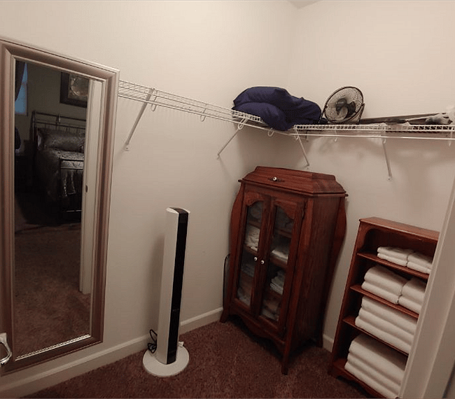 Huge walk-in closet, fully stocked linens