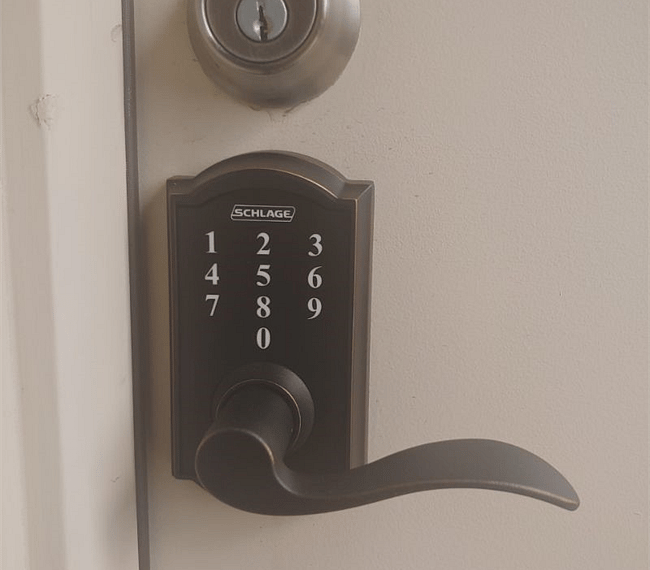 You change the code when you arrive.