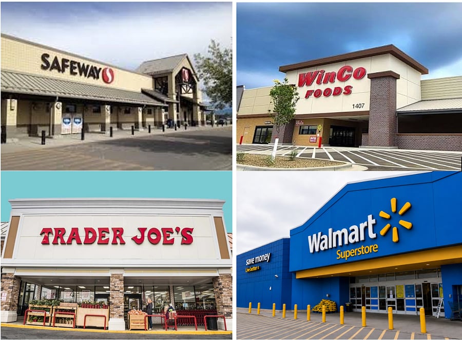 Grocery stores just minutes away. Delivery services offered through Safeway and Walmart