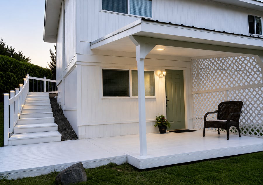 From your designated parking, follow the well-lit boardwalk to your private covered deck with keyless entry